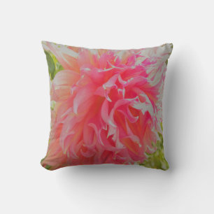 Elegant Coral and Pink Decorative Dahlia Cushion