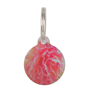 Elegant Coral and Pink Decorative Dahlia Pet Tag
