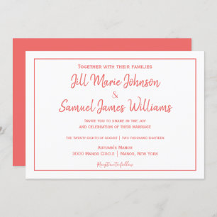 Elegant Coral and White Elegance Invitation