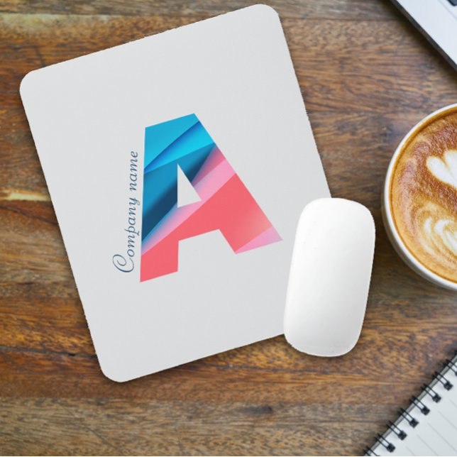 Elegant coral blue monogram with letter A Mouse Mat (Creator Uploaded)