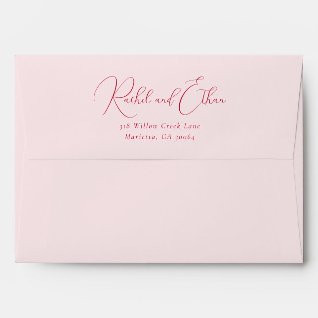 Elegant Coral Calligraphy Envelope (Back (Top Flap))