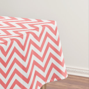 Elegant Coral Chevrons Pattern Tablecloth