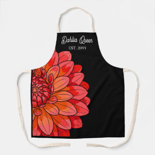 Elegant Coral Dahlia Floral Business Branding Apron