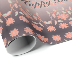 Elegant Coral Flowered Wrapping Paper