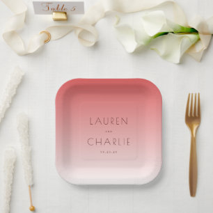 Elegant Coral Gradient Minimalist Paper Plate