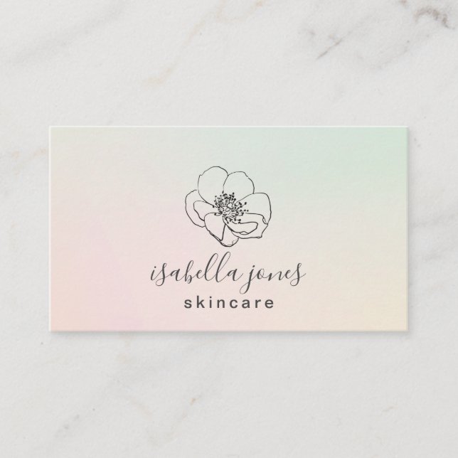 Elegant Coral Green Blush Ombre Skincare Business Card (Front)
