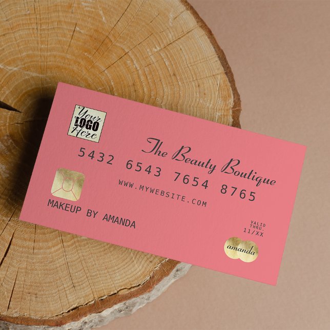 Elegant Coral Grey Gold Luxury Credit Card Logo (Elegant Coral Gray Gold Luxury Credit Card Logo )