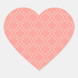 Elegant Coral Heart Stickers