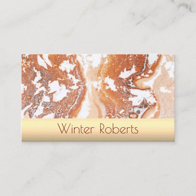 Elegant coral marble gold frame professional business card (Front)