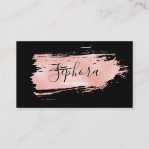 Elegant Coral Metallic Foil Paint Stroke Business Card