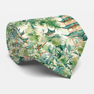 Elegant Coral Pagoda Sage Botanical Tie