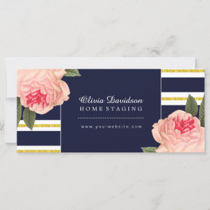 Elegant Coral Peonies on Navy Gift Certificate