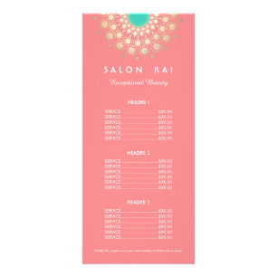 Elegant Coral Pink and Gold Circle Motif Rack Card