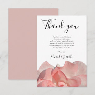 Elegant Coral Pink Floral Wedding  Thank You Card