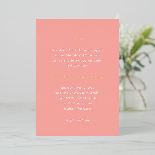 Elegant Coral Pink Modern Wedding (Standing Front)