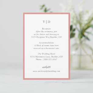 Elegant Coral Pink Monogram Modern Wedding Enclosure Card