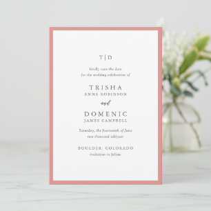 Elegant Coral Pink Monogram Modern Wedding Save The Date