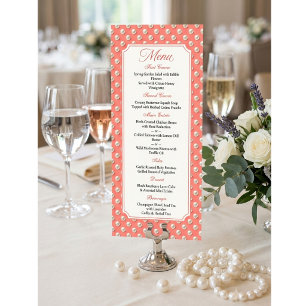 Elegant Coral Pink Pearl Border Party Dinner Menu