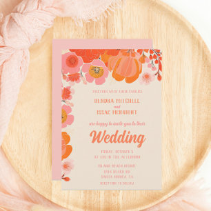 Elegant Coral Pink Peony Flower  Invitation