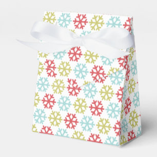 Elegant Coral Pink Red Mint Blue Green Snowflakes Favour Box