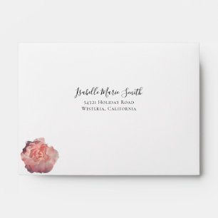 Elegant Coral Pink Rose Floral RSVP Envelope