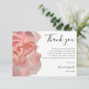 Elegant Coral Pink Rose Floral Wedding Thank You Card