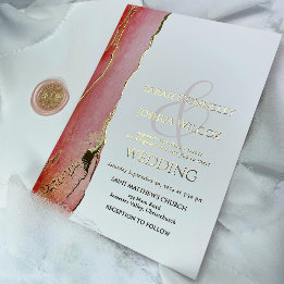 Elegant Coral Pink Topaz and Gold Wedding
