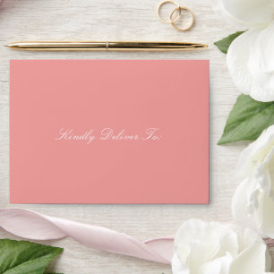 Elegant Coral Pink Traditional Wedding Envelope
