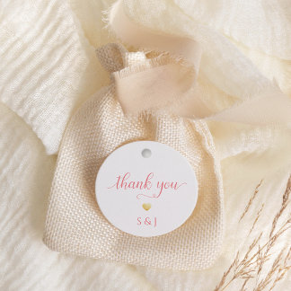 Elegant Coral Pink Wedding Favour Tag