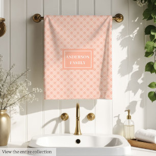 Elegant Coral Plaid Towels Modern Minimalist Gift