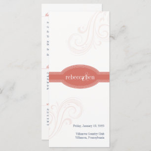 Elegant Coral Program, Caroline Wedding Collection