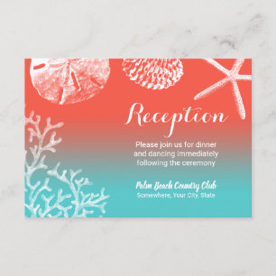 Elegant Coral Reef Beach Wedding Reception Invitation