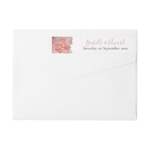 Elegant Coral Rose Watercolor Wedding Mailing Wrap Around Label