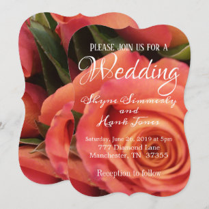 Elegant Coral Rose Wedding Invitation