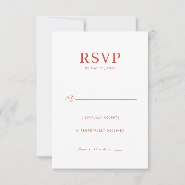 Elegant Coral RSVP Card (Front)