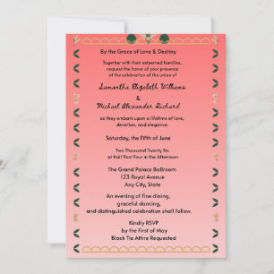 Elegant Coral Wedding Invitation – Modern Heart Bo