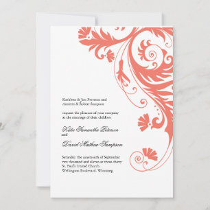 Elegant Coral Wedding Invitations