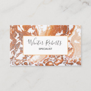 Elegant coral white frame marble professional business card