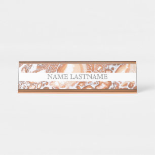 Elegant coral white marble professional desk name plate