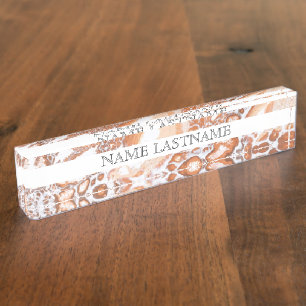 Elegant coral white marble professional nameplate