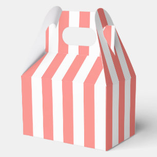 Elegant Coral White Striped Pattern Favour Box