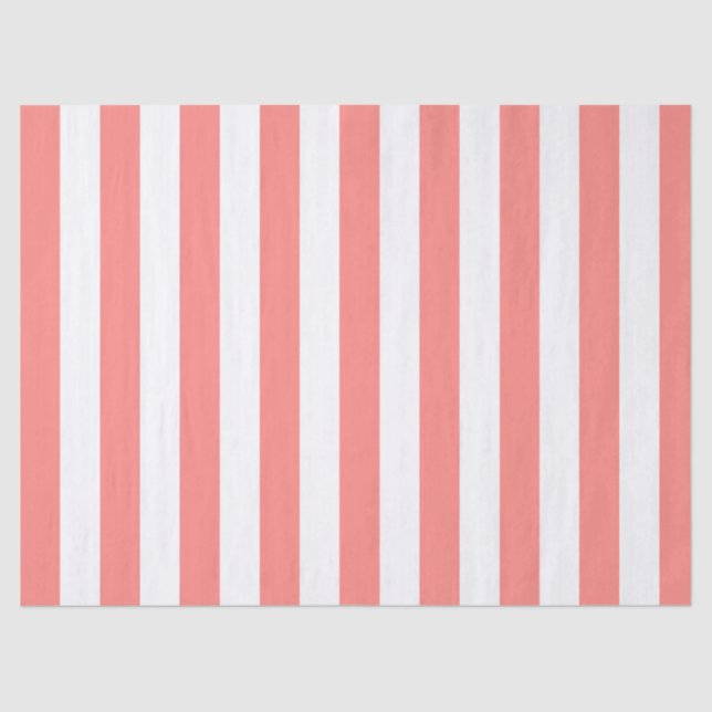 Elegant Coral White Striped Pattern Tissue Paper (Front)