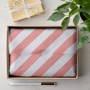 Elegant Coral White Striped Pattern Tissue Paper