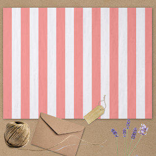 Elegant Coral White Striped Pattern Tissue Paper