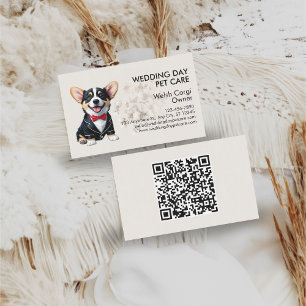 Elegant Corgi Wedding Day Pet Care Business Card
