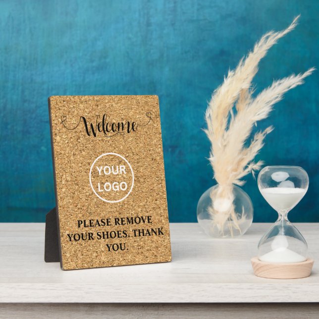 Elegant Cork Welcome Home Please Remove Your Shoes Plaque (Side)