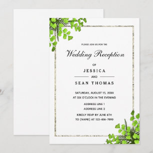 Elegant Corner Fern Decoration Wedding Reception Invitation