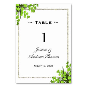 Elegant Corner Fern Decoration Wedding Table Number