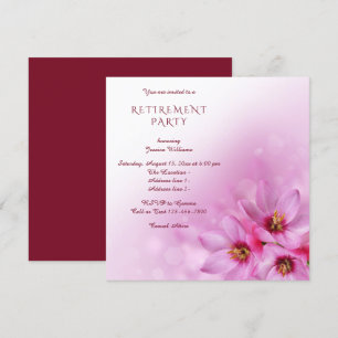 Elegant Corner Flowers, Bokeh Retirement Party Invitation