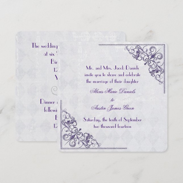 Elegant Corner Wedding Invitation (Front/Back)